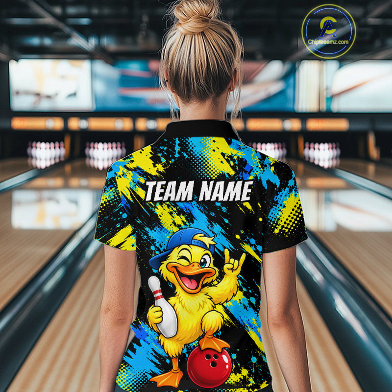 Custom Funny Duck Bowling Shirts for Women Bowling Team Jersey Bowling Uniform for Bowler HNT580