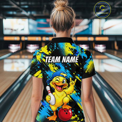 Custom Funny Duck Bowling Shirts for Women Bowling Team Jersey Bowling Uniform for Bowler HNT580
