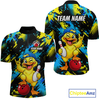 Custom Funny Duck Bowling Shirts for Men Bowling Team Jersey Bowling Uniform for Bowler HNT580