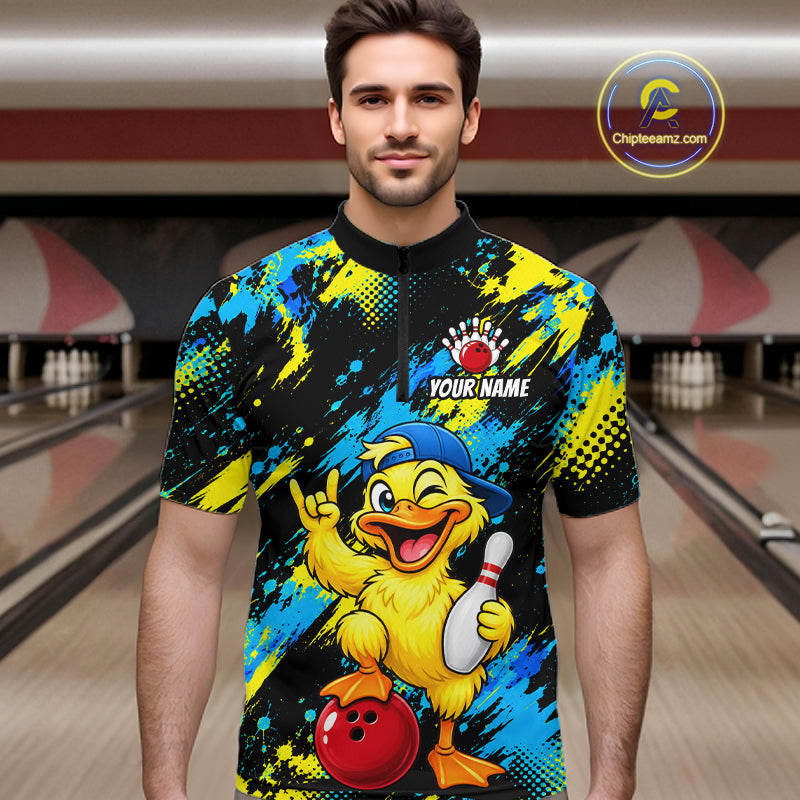 Custom Funny Duck Bowling Shirts for Men Bowling Team Jersey Bowling Uniform for Bowler HNT580