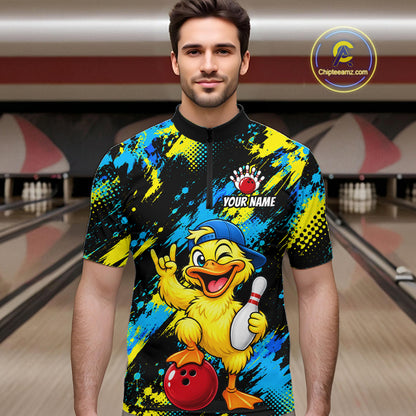 Custom Funny Duck Bowling Shirts for Men Bowling Team Jersey Bowling Uniform for Bowler HNT580