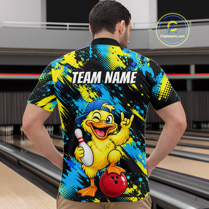 Custom Funny Duck Bowling Shirts for Men Bowling Team Jersey Bowling Uniform for Bowler HNT580