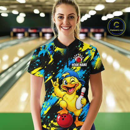 Custom Funny Duck Bowling Shirts for Women Bowling Team Jersey Bowling Uniform for Bowler HNT580