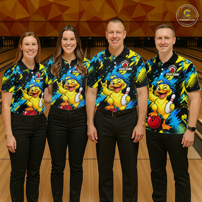 Custom Funny Duck Bowling Shirts for Women Bowling Team Jersey Bowling Uniform for Bowler HNT580
