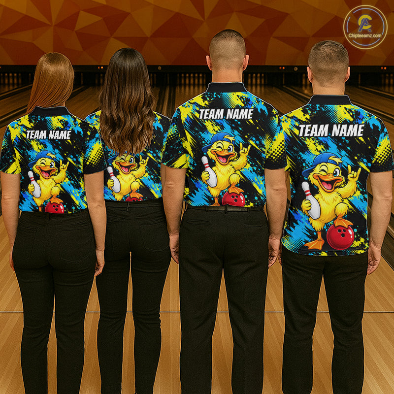 Custom Funny Duck Bowling Shirts for Men Bowling Team Jersey Bowling Uniform for Bowler HNT580