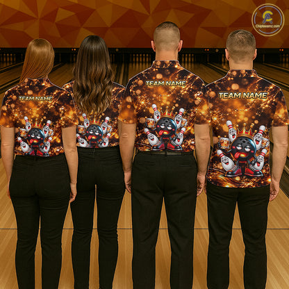 Custom Funny Drunk Crown Bowling Ball Pins Whiskey, Bowling Jersey for Men Bowling Team Shirts HNT651