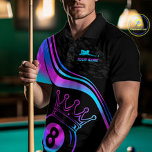 Load image into Gallery viewer, Neon 8 Ball Crown Billiard Shirts for Men Custom Billiard League Billiard Team Shirts Polo &amp; 1/4 Zip NNT103