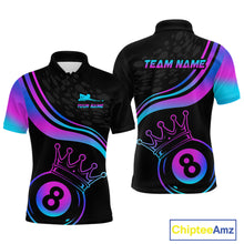 Load image into Gallery viewer, Neon 8 Ball Crown Billiard Shirts for Men Custom Billiard League Billiard Team Shirts Polo &amp; 1/4 Zip NNT103