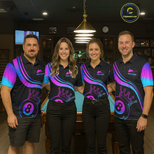 Load image into Gallery viewer, Neon 8 Ball Crown Billiard Shirts for Men Custom Billiard League Billiard Team Shirts Polo &amp; 1/4 Zip NNT103