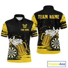 Load image into Gallery viewer, Custom Funny Beer Dart Shirts for Men Darts Team Jerseys Dart League Polo &amp; 1/4 Zip NNT141