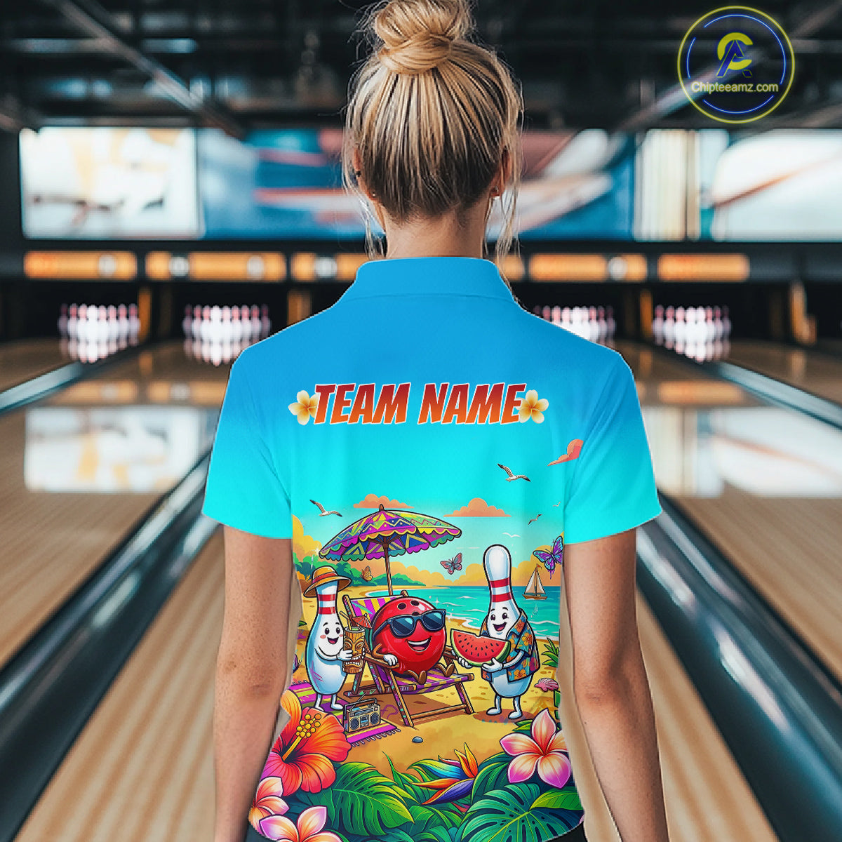 Custom Summer Bowling Jersey for Women Unisex Bowling Shirts for Team Polo & 1/4 Zip HNT243