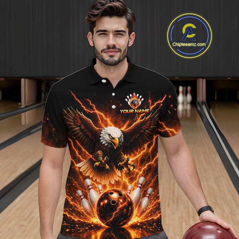 Custom Thunder Eagle Bowling Jersey for Men Bowling Team Shirts Bowling League Polo & 1/4 Zip HNT500
