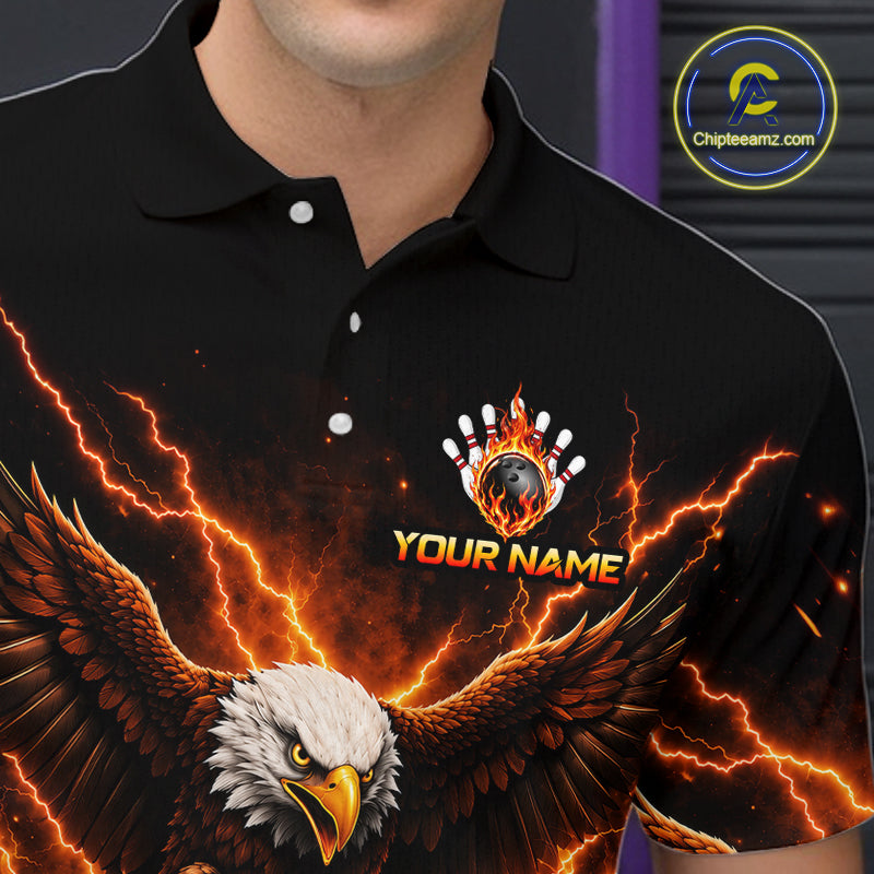 Custom Thunder Eagle Bowling Jersey for Men Bowling Team Shirts Bowling League Polo & 1/4 Zip HNT500
