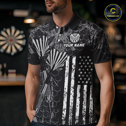 Custom American Flag Aim Shoot Swear Repeat Dart Team Shirts for Men Dart League Shirt NNT359