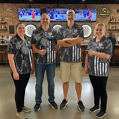 Custom American Flag Aim Shoot Swear Repeat Dart Team Shirts for Women Dart League Shirt NNT359