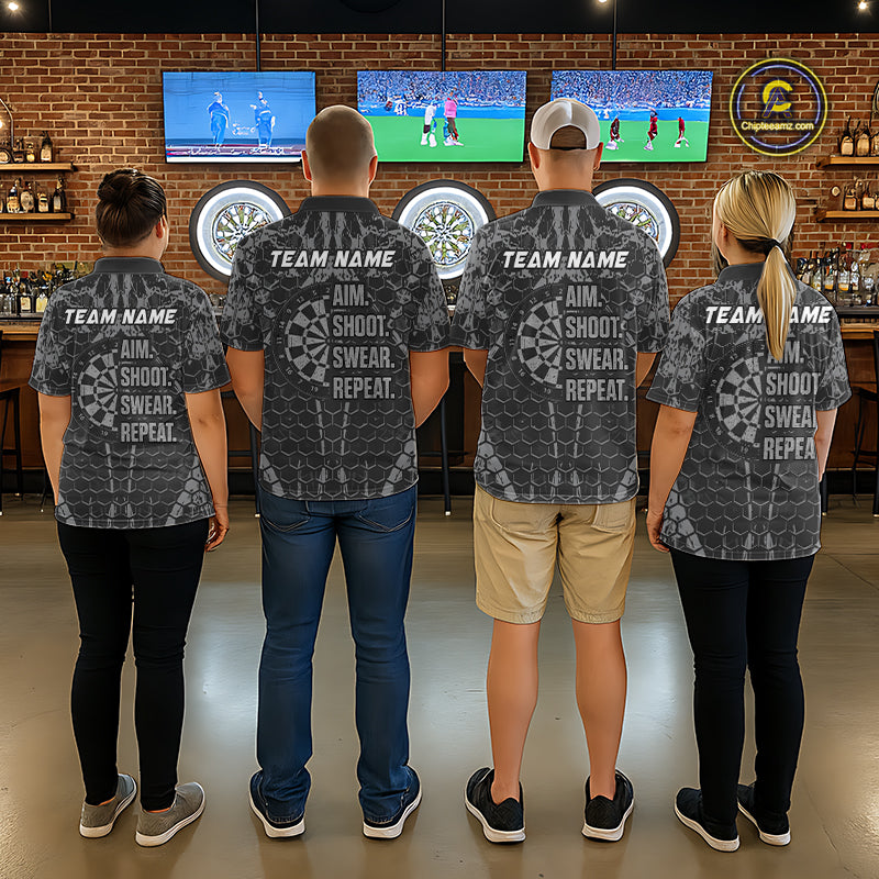 Custom American Flag Aim Shoot Swear Repeat Dart Team Shirts for Women Dart League Shirt NNT359