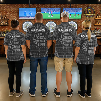 Custom American Flag Aim Shoot Swear Repeat Dart Team Shirts for Women Dart League Shirt NNT359