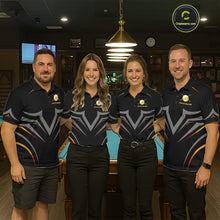 Load image into Gallery viewer, Custom Black and Gold 9 Ball Pool Billiard Shirt for Women Polo &amp; 1/4 Zip Billiard Team Jerseys NNT158