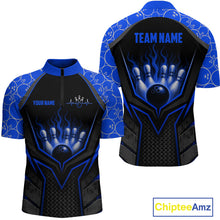 Load image into Gallery viewer, Black and blue sports jersey with 'Team Name' and 'Your Name' text on a white background