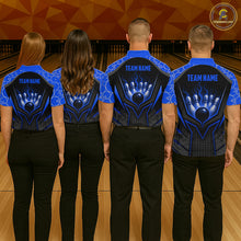 Load image into Gallery viewer, Custom Blue Flame Bowling Jersey for Women Bowling Team Shirts Bowling Polo &amp; 1/4 Zip HNT372