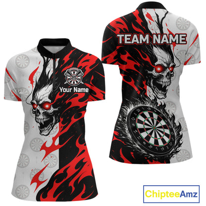 Custom Black Red Skull Darts Shirt for Women Darts Team Jerseys Dartboard Shirt Dart League NNT265