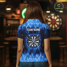 Load image into Gallery viewer, Custom Blue Fire Flame Darts Board Dart Tournament Dart Shirts For Women Darts Team Jerseys NNT118