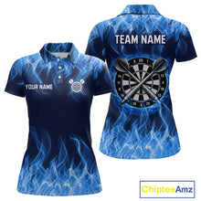 Load image into Gallery viewer, Custom Blue Fire Flame Darts Board Dart Tournament Dart Shirts For Women Darts Team Jerseys NNT118