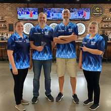 Load image into Gallery viewer, Custom Blue Fire Flame Darts Board Dart Tournament Dart Shirts For Women Darts Team Jerseys NNT118