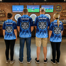 Load image into Gallery viewer, Custom Blue Fire Flame Darts Board Dart Tournament Dart Shirts For Women Darts Team Jerseys NNT118