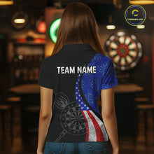 Load image into Gallery viewer, Custom US Flag Dart Shirt For Women, Patriotic Dart Jersey Dart Tourament Retro Darts Board NNT117