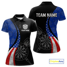 Load image into Gallery viewer, Custom US Flag Dart Shirt For Women, Patriotic Dart Jersey Dart Tourament Retro Darts Board NNT117