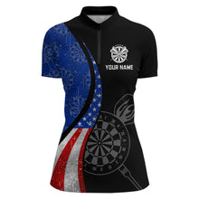 Load image into Gallery viewer, Custom US Flag Dart Shirt For Women, Patriotic Dart Jersey Dart Tourament Retro Darts Board NNT117