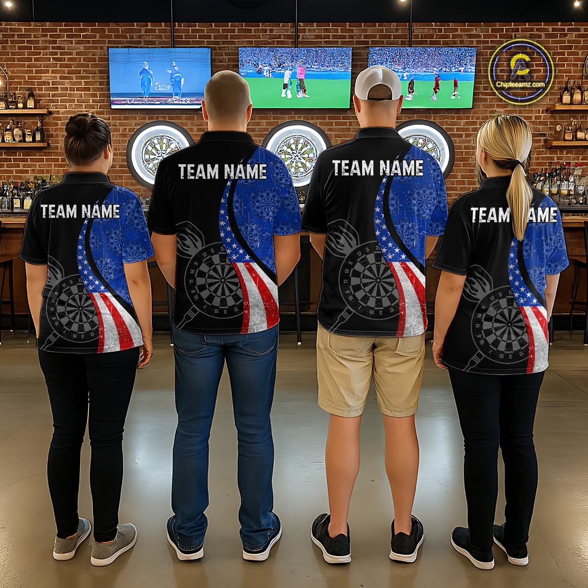 Custom US Flag Dart Shirt For Men, Patriotic Dart Jersey Dart Tournament Retro Darts Board NNT117