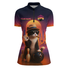 Load image into Gallery viewer, Custom Funny Cat Bowling Jersey for Women Bowling Uniform Bowling Team Shirts Polo &amp; 1/4 Zip HNT196