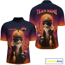 Load image into Gallery viewer, Custom Funny Cat Bowling Jersey for Men Bowling Uniform Bowling Team Shirts Polo &amp; 1/4 Zip HNT196