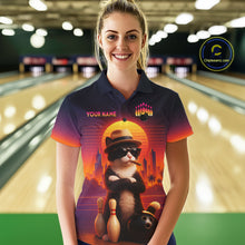 Load image into Gallery viewer, Custom Funny Cat Bowling Jersey for Women Bowling League Bowling Team Shirts Polo &amp; 1/4 Zip HNT197