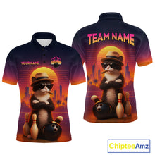 Load image into Gallery viewer, Custom Funny Cat Bowling Jersey for Men Bowling League Bowling Team Shirts Polo &amp; 1/4 Zip HNT197