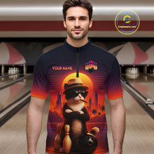 Load image into Gallery viewer, Custom Funny Cat Bowling Jersey for Men Bowling League Bowling Team Shirts Polo &amp; 1/4 Zip HNT197