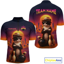 Load image into Gallery viewer, Custom Funny Cat Bowling Jersey for Men Bowling League Bowling Team Shirts Polo &amp; 1/4 Zip HNT197