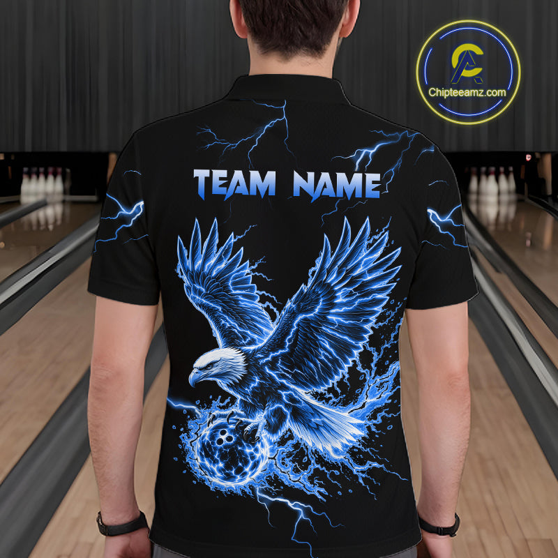 Custom Blue Flame Skull Eagle Bowling Shirts for Men Bowling Team Jersey Bowling Tournament HNT657