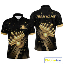 Load image into Gallery viewer, Custom Black and Gold Bowling Jersey for Men Bowling Team Shirts Bowling Uniform Polo &amp; 1/4 Zip HNT176