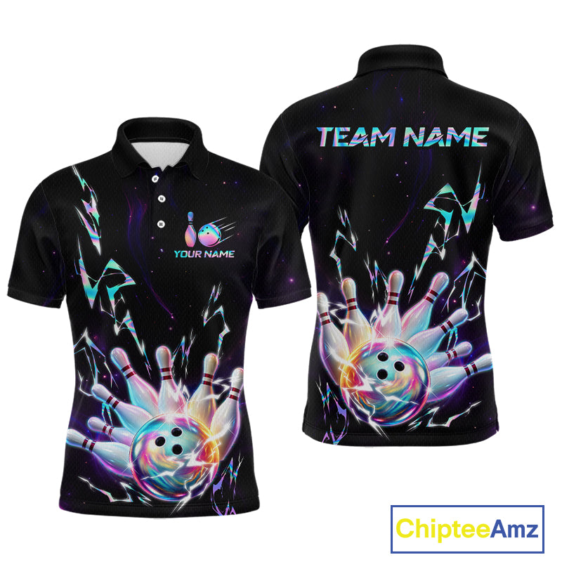 Personalized Holographic Lightning Bowling Team Shirts For Men Patriotic Bowling Gifts HNT518