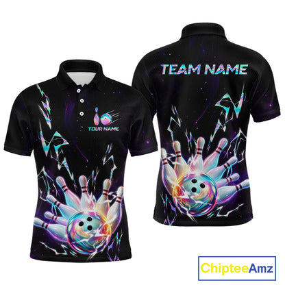 Personalized Holographic Lightning Bowling Team Shirts For Men Patriotic Bowling Gifts HNT518