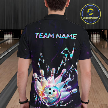 Personalized Holographic Lightning Bowling Team Shirts For Men Patriotic Bowling Gifts HNT518