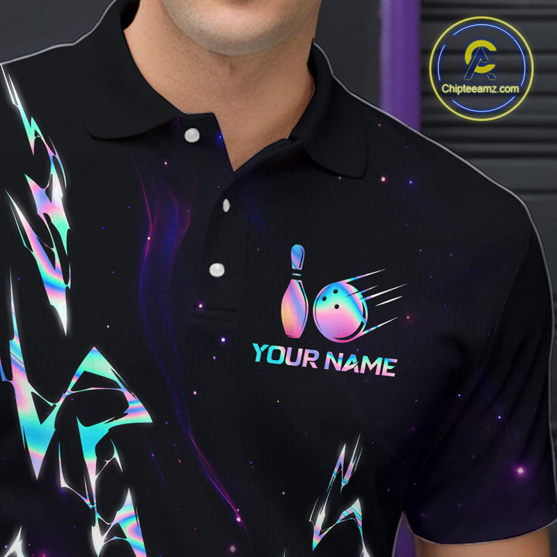 Personalized Holographic Lightning Bowling Team Shirts For Men Patriotic Bowling Gifts HNT518