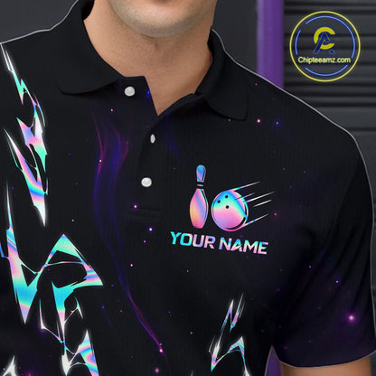 Personalized Holographic Lightning Bowling Team Shirts For Men Patriotic Bowling Gifts HNT518