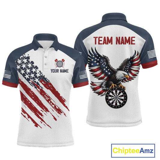 Custom Eagle US Flag Darts Shirt for Men Darts Team Jerseys Dart Tournament Polo & 1/4 Zip NNT324
