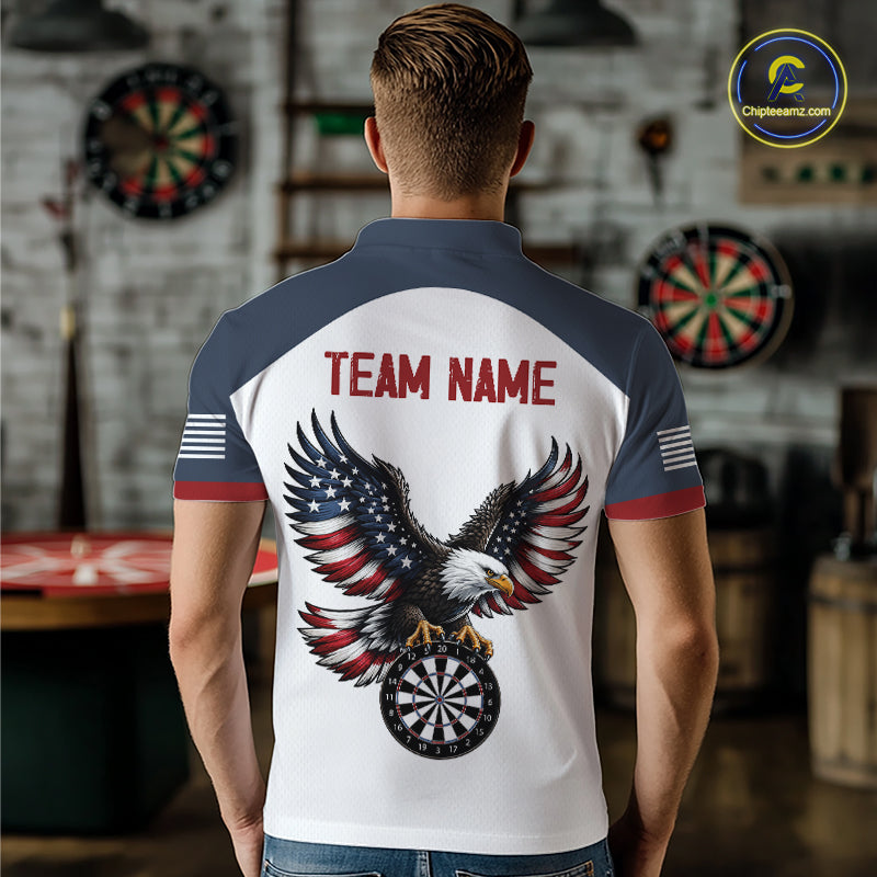 Custom Eagle US Flag Darts Shirt for Men Darts Team Jerseys Dart Tournament Polo & 1/4 Zip NNT324