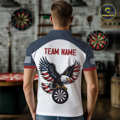 Custom Eagle US Flag Darts Shirt for Men Darts Team Jerseys Dart Tournament Polo & 1/4 Zip NNT324