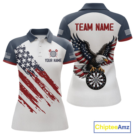 Custom Eagle US Flag Darts Shirt for Women Darts Team Jerseys Dart Tournament Polo & 1/4 Zip NNT324